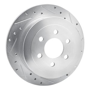 Dodge Dakota Brake Rotor (1) - Rear Right - R1 Concepts - Drilled & Slotted - Silver - `03-`04